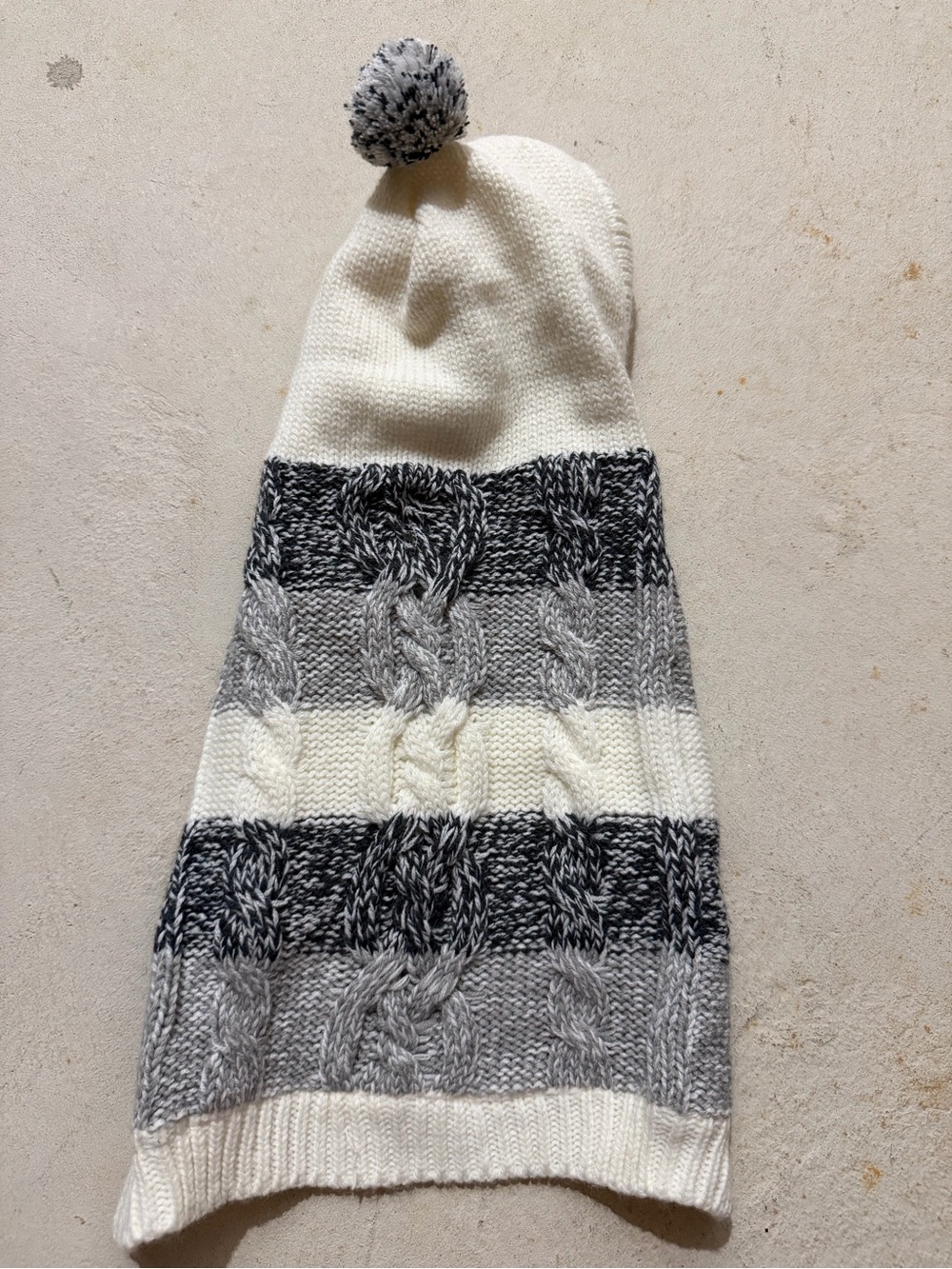 Striped Cable Knit Pom Beanie for dog